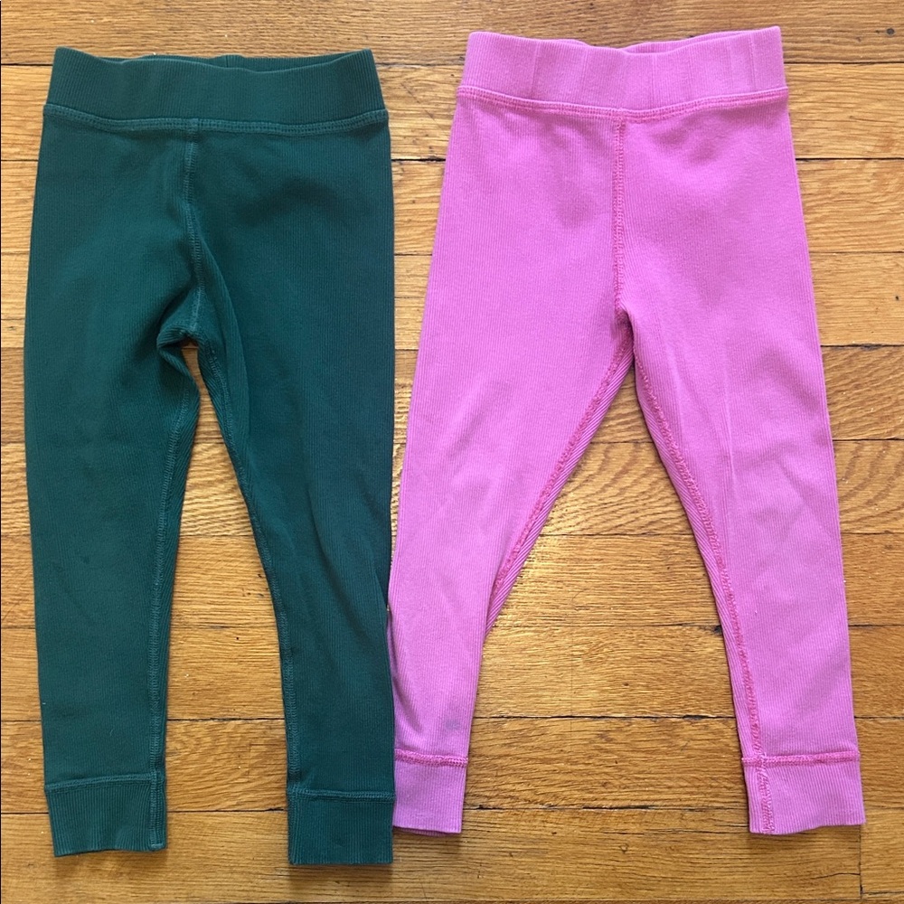 Two pairs of Hanna Andersson ribbed leggings